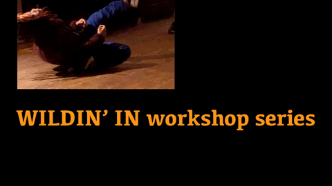 brown person with locs dancing on the floor, sitting propped on right shin, with left leg extended forward off the floor, torso rocking counter to the motoring on the lower body in this shape